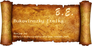 Bukovinszky Etelka névjegykártya